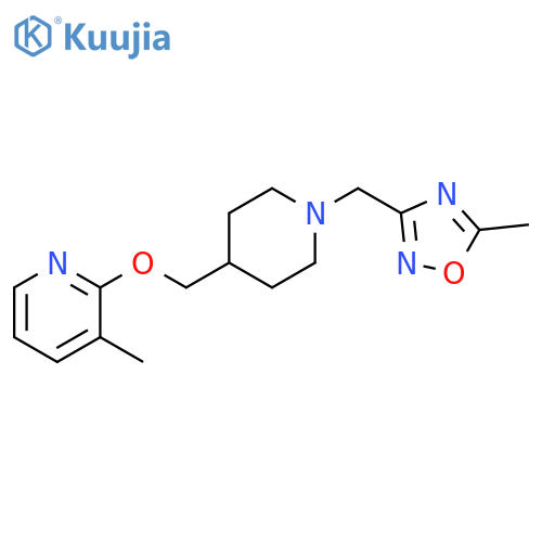 3-methyl-2-({1-[(5-methyl-1,2,4-oxadiazol-3-yl)methyl]piperidin-4-yl}methoxy)pyridine structure