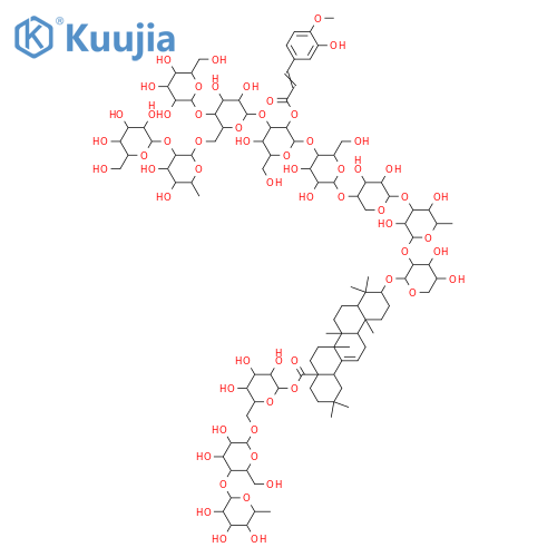 Olean-12-en-28-oicacid, 3-[[O-b-D-glucopyranosyl-(1&reg;4)-O-[O-b-D-glucopyranosyl-(1&reg;2)-6-deoxy-a-L-mannopyranosyl-(1&reg;6)]-O-b-D-glucopyranosyl-(1&reg;3)-O-2-O-[(2E)-3-(3-hydroxy-4-methoxyphenyl)-1-oxo-2-propenyl]-b-D-glucopyranosyl-(1&reg;4)-O-b-D-glucopyranosyl-(1&reg;4)-O-b-D-ribopyranosyl-(1&reg;3)-O-6-deoxy-a-L-mannopyranosyl-(1&reg;2)-a-L-arabinopyranosyl]oxy]-,O-6-deoxy-a-L-mannopyranosyl-(1&reg;4)-O-b-D-glucopyranosyl-(1 structure