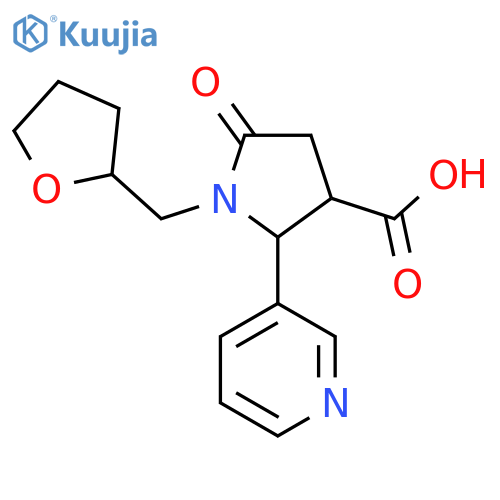 5-Oxo-2-(3-pyridinyl)-1-(tetrahydro-2-furanylmethyl)-3-pyrrolidinecarboxylic acid structure