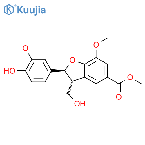 5-Benzofurancarboxylicacid, 2,3-dihydro-2-(4-hydroxy-3-methoxyphenyl)-3-(hydroxymethyl)-7-methoxy-,methyl ester, (2S,3R)- structure