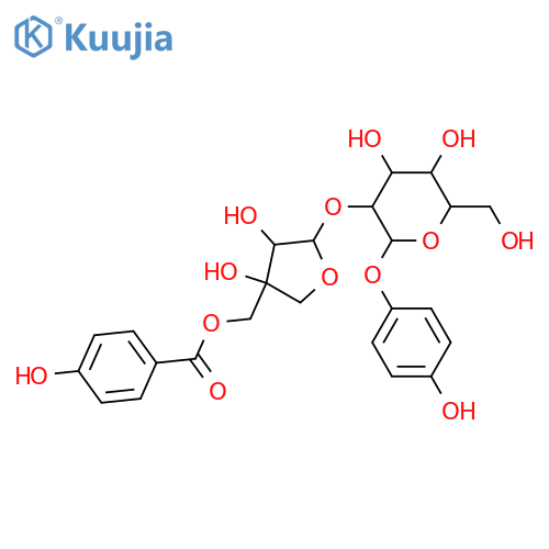 b-D-Glucopyranoside,4-hydroxyphenyl 2-O-[5-O-(4-hydroxybenzoyl)-D-apio-b-D-furanosyl]- (9CI) structure