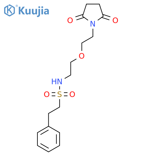 N-{2-2-(2,5-dioxopyrrolidin-1-yl)ethoxyethyl}-2-phenylethane-1-sulfonamide structure