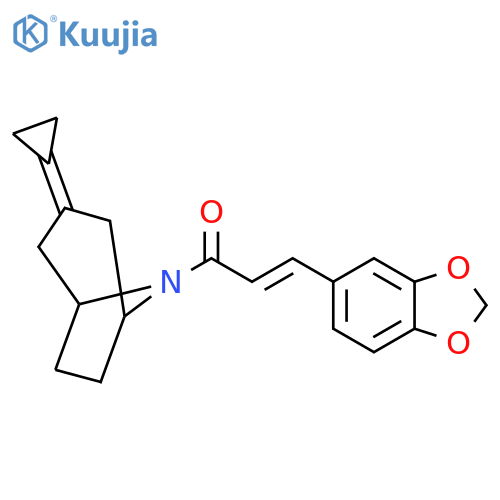 (2E)-3-(2H-1,3-benzodioxol-5-yl)-1-{3-cyclopropylidene-8-azabicyclo[3.2.1]octan-8-yl}prop-2-en-1-one structure