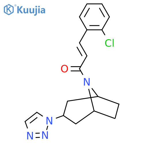 (2E)-3-(2-chlorophenyl)-1-[3-(1H-1,2,3-triazol-1-yl)-8-azabicyclo[3.2.1]octan-8-yl]prop-2-en-1-one structure