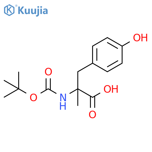 2-{(tert-butoxy)carbonylamino}-3-(4-hydroxyphenyl)-2-methylpropanoic acid structure