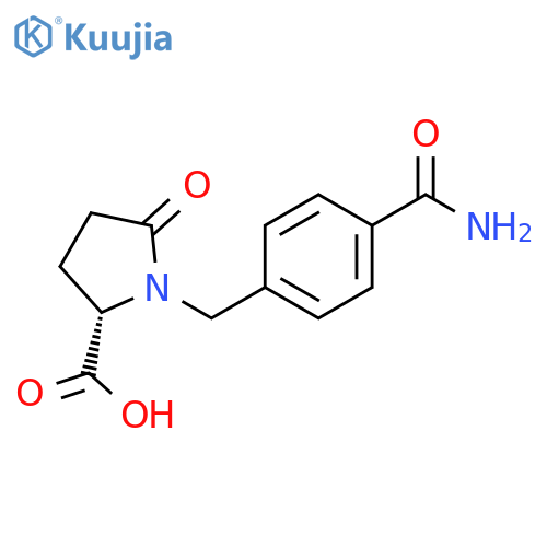1-(4-carbamoylphenyl)methyl-5-oxopyrrolidine-2-carboxylic acid structure