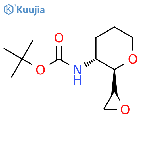 rac-tert-butyl N-(2R,3R)-2-(oxiran-2-yl)oxan-3-ylcarbamate structure