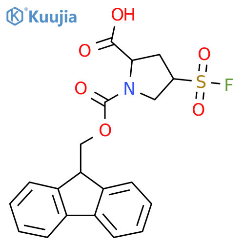 1-{(9H-fluoren-9-yl)methoxycarbonyl}-4-(fluorosulfonyl)pyrrolidine-2-carboxylic acid structure