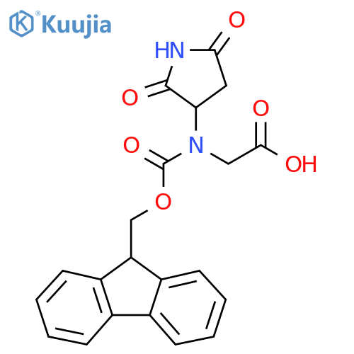 2-(2,5-dioxopyrrolidin-3-yl)({(9H-fluoren-9-yl)methoxycarbonyl})aminoacetic acid structure