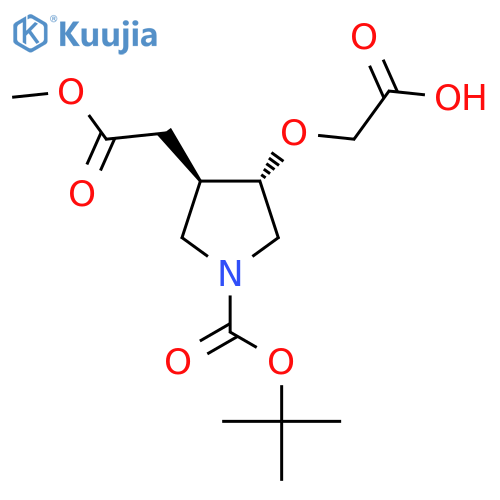 rac-2-{(3S,4R)-1-(tert-butoxy)carbonyl-4-(2-methoxy-2-oxoethyl)pyrrolidin-3-yloxy}acetic acid structure