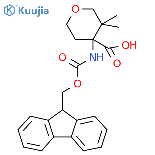 4-{(9H-fluoren-9-ylmethoxy)carbonylamino}-3,3-dimethyloxane-4-carboxylic acid structure