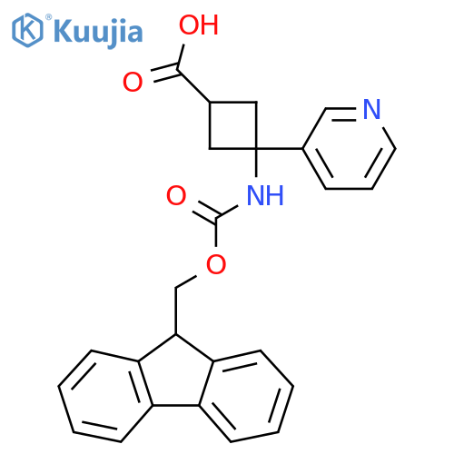3-({(9H-fluoren-9-yl)methoxycarbonyl}amino)-3-(pyridin-3-yl)cyclobutane-1-carboxylic acid structure