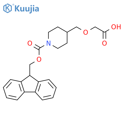 2-(1-{(9H-fluoren-9-yl)methoxycarbonyl}piperidin-4-yl)methoxyacetic acid structure