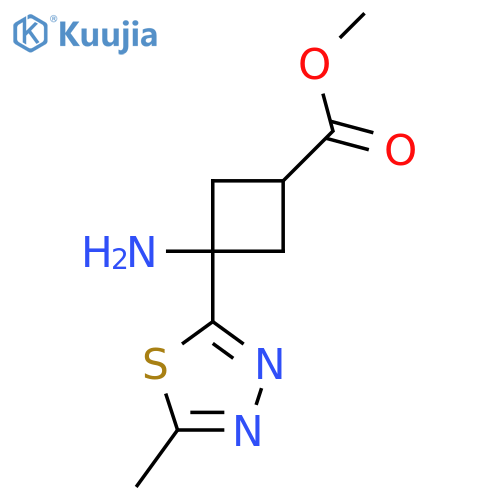 methyl 3-amino-3-(5-methyl-1,3,4-thiadiazol-2-yl)cyclobutane-1-carboxylate structure