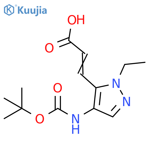 (2E)-3-(4-{(tert-butoxy)carbonylamino}-1-ethyl-1H-pyrazol-5-yl)prop-2-enoic acid structure