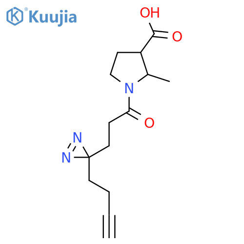 1-{3-3-(but-3-yn-1-yl)-3H-diazirin-3-ylpropanoyl}-2-methylpyrrolidine-3-carboxylic acid structure