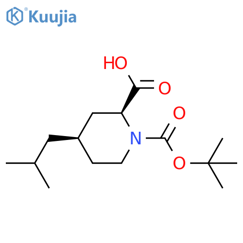 (2S,4R)-1-[(2-Methylpropan-2-yl)oxycarbonyl]-4-(2-methylpropyl)piperidine-2-carboxylic acid structure