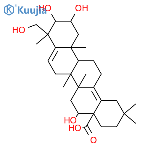 Oleana-5,13(18)-dien-28-oic acid, 2,3,16,23-tetrahydroxy-, (2β,3β,4α,16α)- (9CI) structure