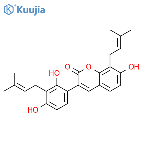 2H-1-Benzopyran-2-one,3-[2,4-dihydroxy-3-(3-methyl-2-buten-1-yl)phenyl]-7-hydroxy-8-(3-methyl-2-buten-1-yl)- structure