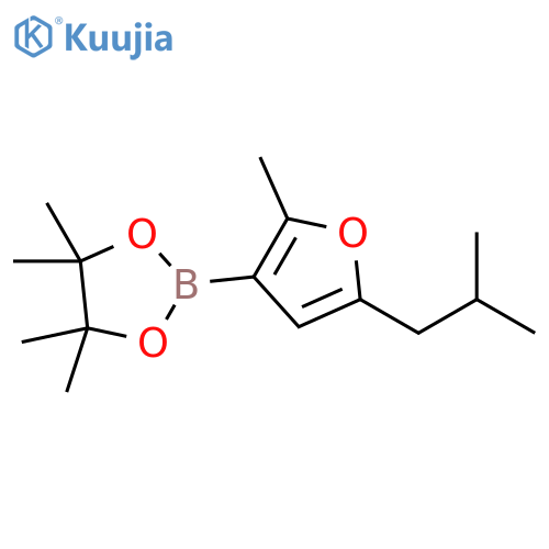 2-Methyl-5-(iso-butyl)furan-3-boronic acid pinacol ester structure