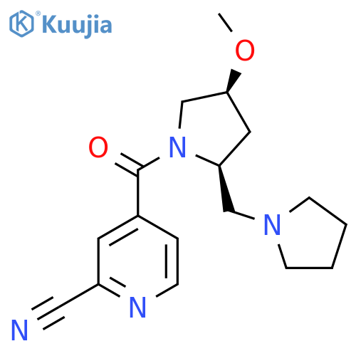 4-[(2S,4S)-4-methoxy-2-[(pyrrolidin-1-yl)methyl]pyrrolidine-1-carbonyl]pyridine-2-carbonitrile structure