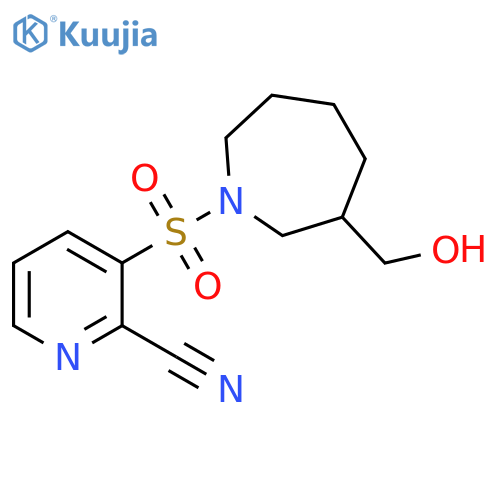 3-[[Hexahydro-3-(hydroxymethyl)-1H-azepin-1-yl]sulfonyl]-2-pyridinecarbonitrile structure