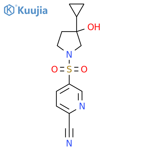 5-[(3-Cyclopropyl-3-hydroxypyrrolidin-1-yl)sulfonyl]pyridine-2-carbonitrile structure