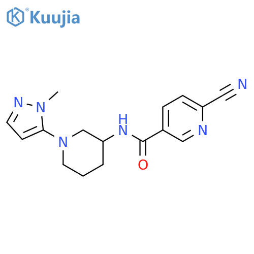 6-Cyano-N-[1-(1-methyl-1H-pyrazol-5-yl)-3-piperidinyl]-3-pyridinecarboxamide structure
