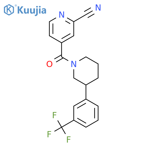 4-[3-[3-(Trifluoromethyl)phenyl]piperidine-1-carbonyl]pyridine-2-carbonitrile structure