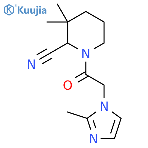3,3-Dimethyl-1-[2-(2-methylimidazol-1-yl)acetyl]piperidine-2-carbonitrile structure