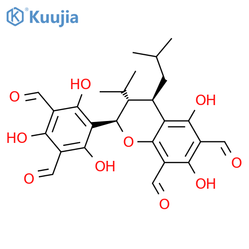2H-1-Benzopyran-6,8-dicarboxaldehyde,2-(3,5-diformyl-2,4,6-trihydroxyphenyl)-3,4-dihydro-5,7-dihydroxy-3-(1-methylethyl)-4-(2-methylpropyl)-,(2R,3R,4R)-rel- structure