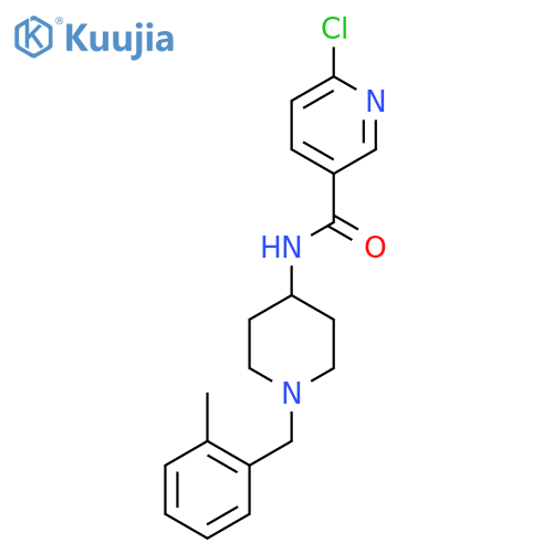 6-chloro-N-[1-[(2-methylphenyl)methyl]piperidin-4-yl]pyridine-3-carboxamide structure