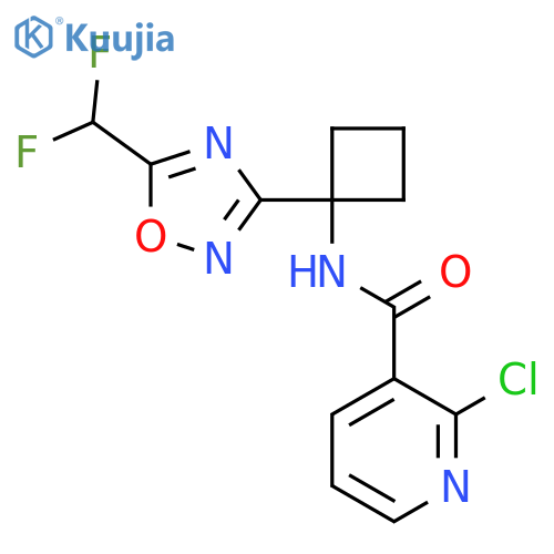 2-Chloro-N-[1-[5-(difluoromethyl)-1,2,4-oxadiazol-3-yl]cyclobutyl]pyridine-3-carboxamide structure