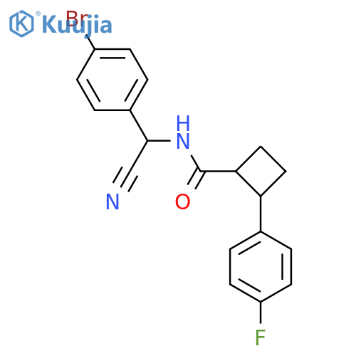 N-[(4-bromophenyl)(cyano)methyl]-2-(4-fluorophenyl)cyclobutane-1-carboxamide structure