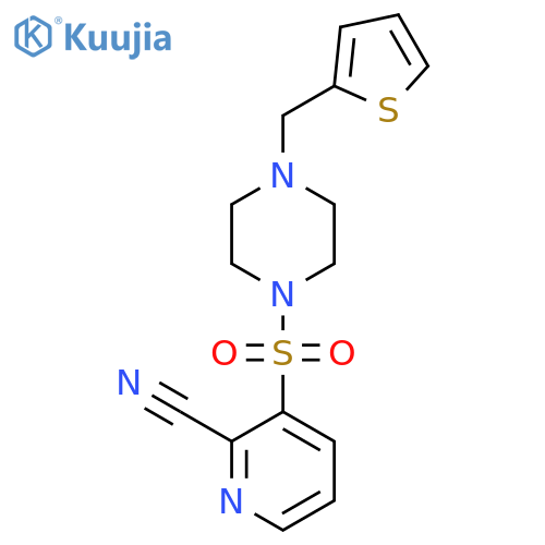 3-({4-[(Thiophen-2-yl)methyl]piperazin-1-yl}sulfonyl)pyridine-2-carbonitrile structure