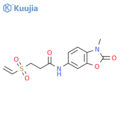 3-Ethenylsulfonyl-N-(3-methyl-2-oxo-1,3-benzoxazol-6-yl)propanamide structure