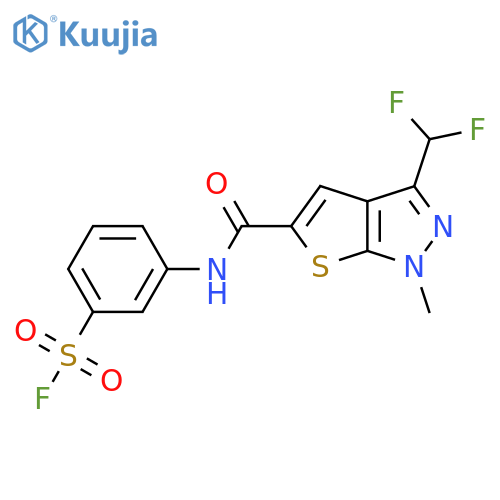 3-3-(difluoromethyl)-1-methyl-1H-thieno2,3-cpyrazole-5-amidobenzene-1-sulfonyl fluoride structure