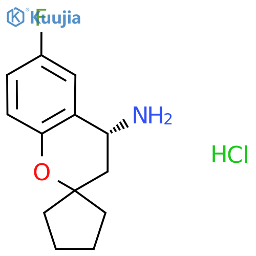 (4R)-6-fluoro-3,4-dihydrospiro1-benzopyran-2,1'-cyclopentane-4-amine hydrochloride structure