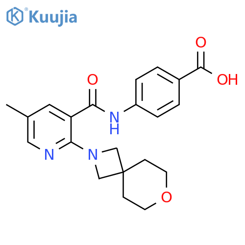 4-(5-methyl-2-{7-oxa-2-azaspiro[3.5]nonan-2-yl}pyridine-3-amido)benzoic acid structure