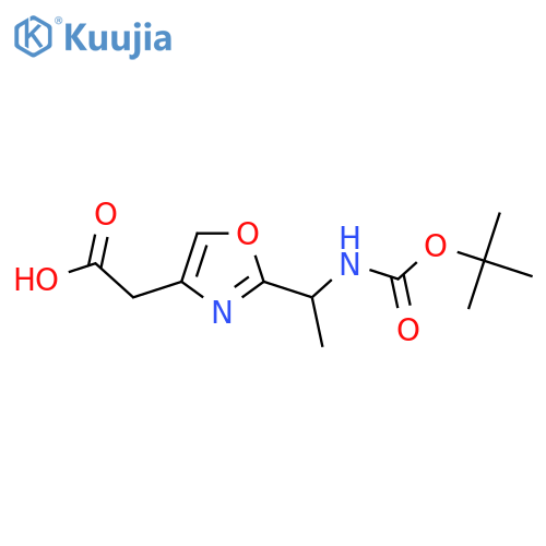 2-2-(1-{(tert-butoxy)carbonylamino}ethyl)-1,3-oxazol-4-ylacetic acid structure
