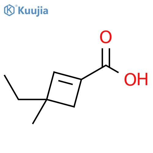 3-ethyl-3-methylcyclobut-1-ene-1-carboxylic acid structure