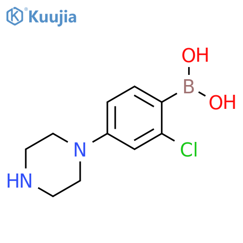 2-Chloro-4-(piperazin-1-yl)phenylboronic acid structure