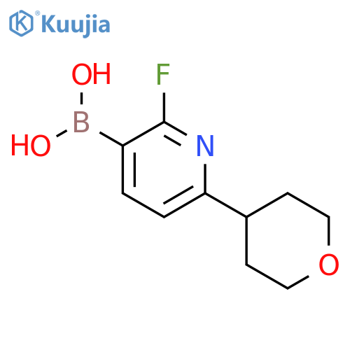 (2-fluoro-6-(tetrahydro-2H-pyran-4-yl)pyridin-3-yl)boronic acid structure