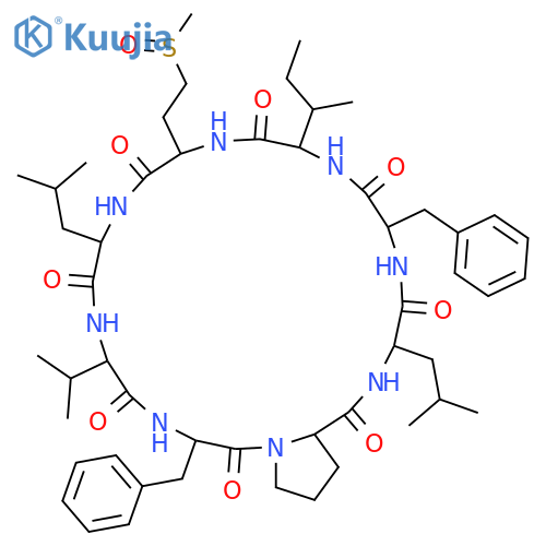 Cyclo(L-isoleucyl-S-oxido-L-methionyl-L-leucyl-L-valyl-L-phenylalanyl-L-prolyl-L-leucyl-L-phenylalanyl) structure