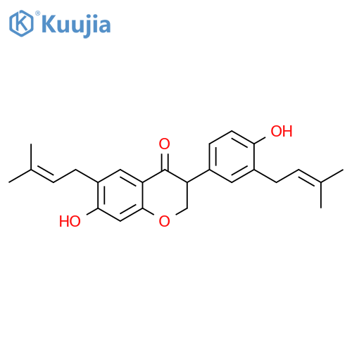 4H-1-Benzopyran-4-one,2,3-dihydro-7-hydroxy-3-[4-hydroxy-3-(3-methyl-2-buten-1-yl)phenyl]-6-(3-methyl-2-buten-1-yl)- structure
