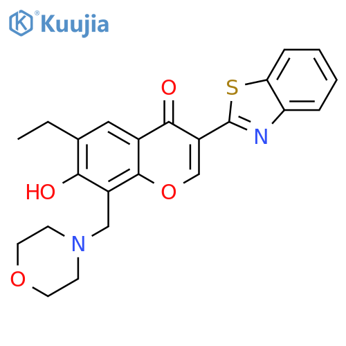 3-(1,3-benzothiazol-2-yl)-6-ethyl-7-hydroxy-8-(morpholin-4-yl)methyl-4H-chromen-4-one structure