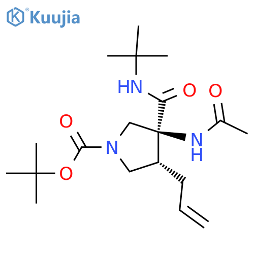 tert-butyl (3S,4R)-3-(tert-butylcarbamoyl)-3-acetamido-4-(prop-2-en-1-yl)pyrrolidine-1-carboxylate structure