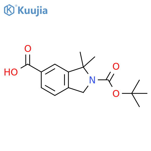 2-[(tert-butoxy)carbonyl]-3,3-dimethyl-2,3-dihydro-1H-isoindole-5-carboxylic acid structure