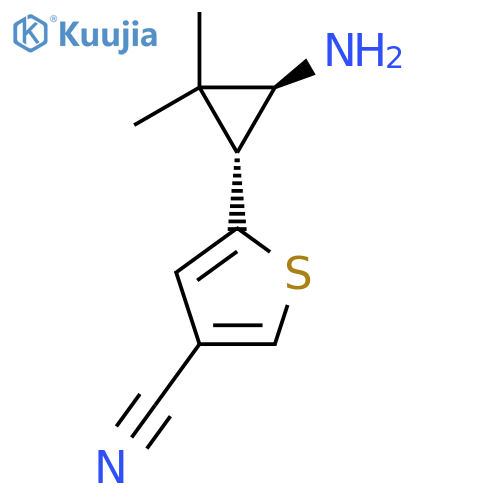 rac-5-(1R,3S)-3-amino-2,2-dimethylcyclopropylthiophene-3-carbonitrile structure