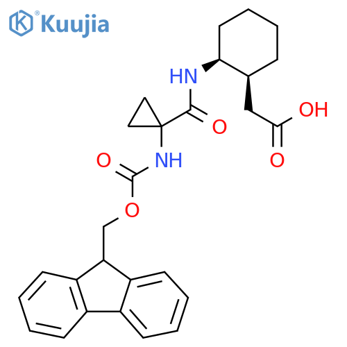 rac-2-(1R,2R)-2-1-({(9H-fluoren-9-yl)methoxycarbonyl}amino)cyclopropaneamidocyclohexylacetic acid structure